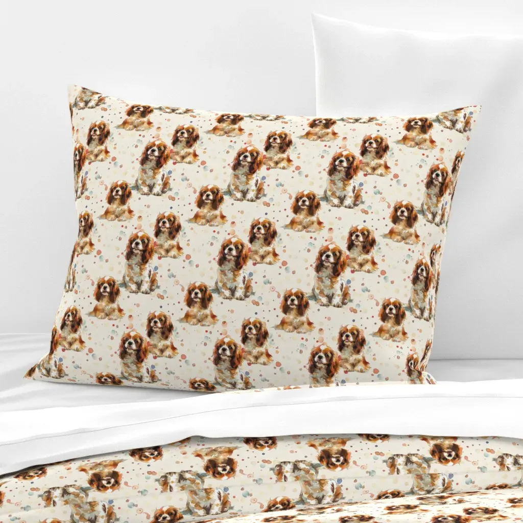 Watercolor Cavalier King Charles Spaniel Standard Cushion Cover - Brown, Cotton Sateen product