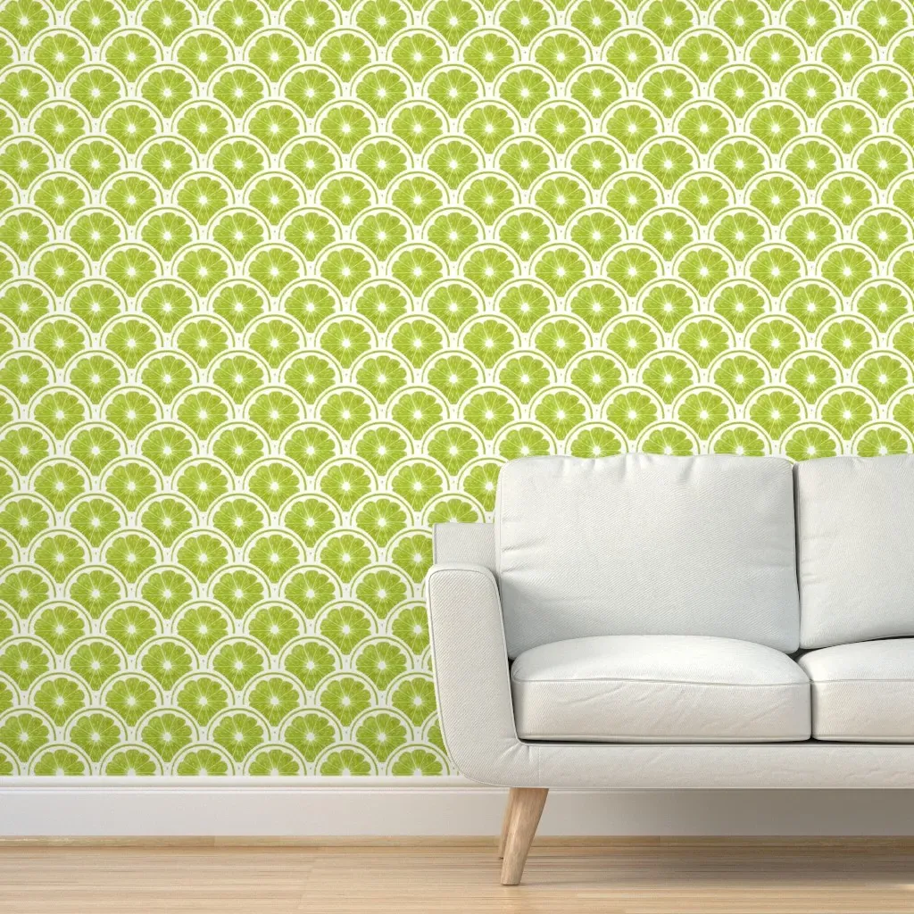 Watercolor Citrus Scallop Peel and Stick Wallpaper - Lime Green product