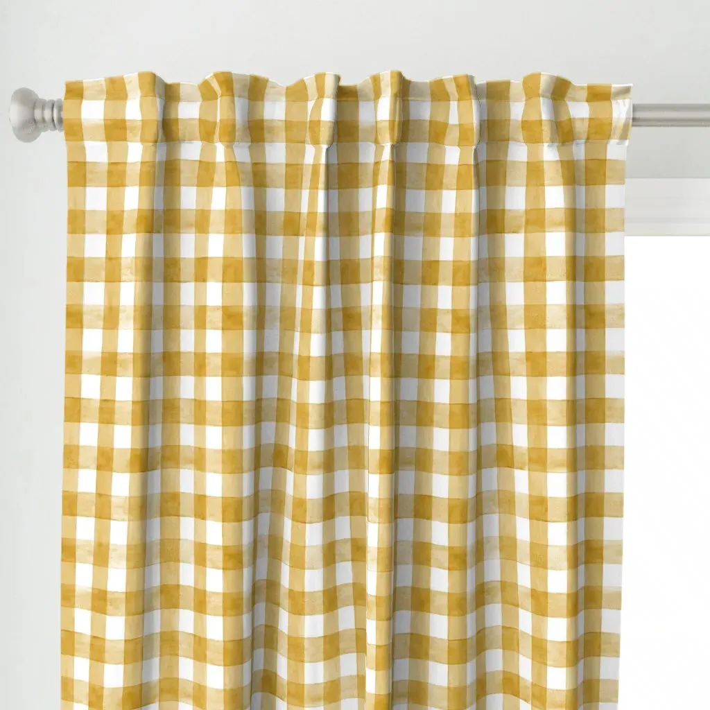Watercolor Curtain Panel - Mustard Yellow alternate view