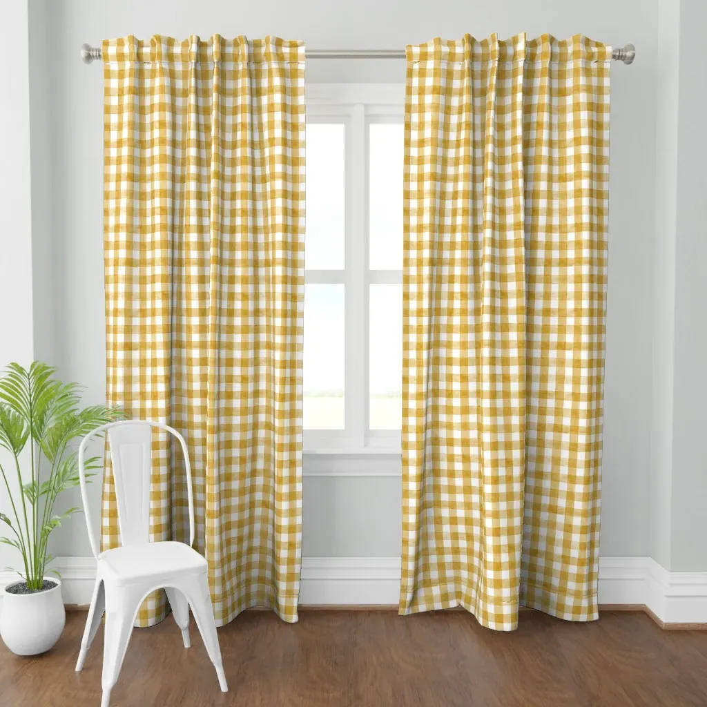 Watercolor Curtain Panel - Mustard Yellow product