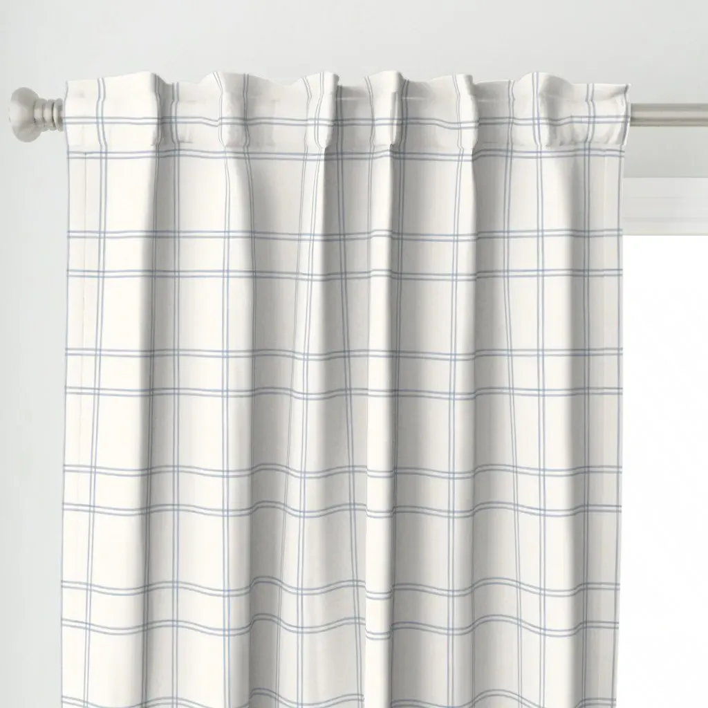 Watercolor Double Plaid Curtain Panel - White alternate view