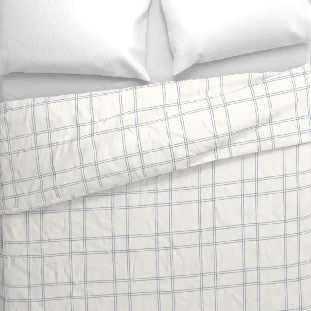 Watercolor Double Plaid Soft Duvet Cover - White alternate view