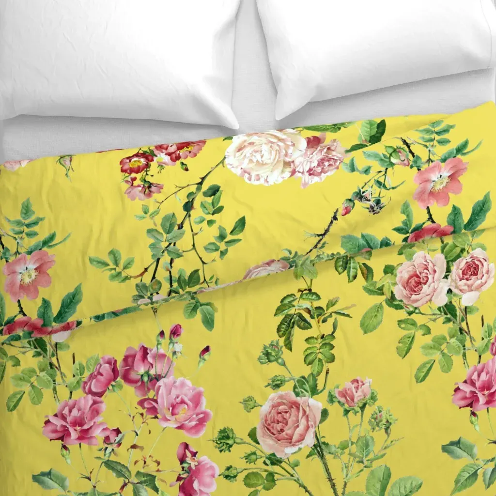 Watercolor English Rose Duvet Cover - Pink alternate view