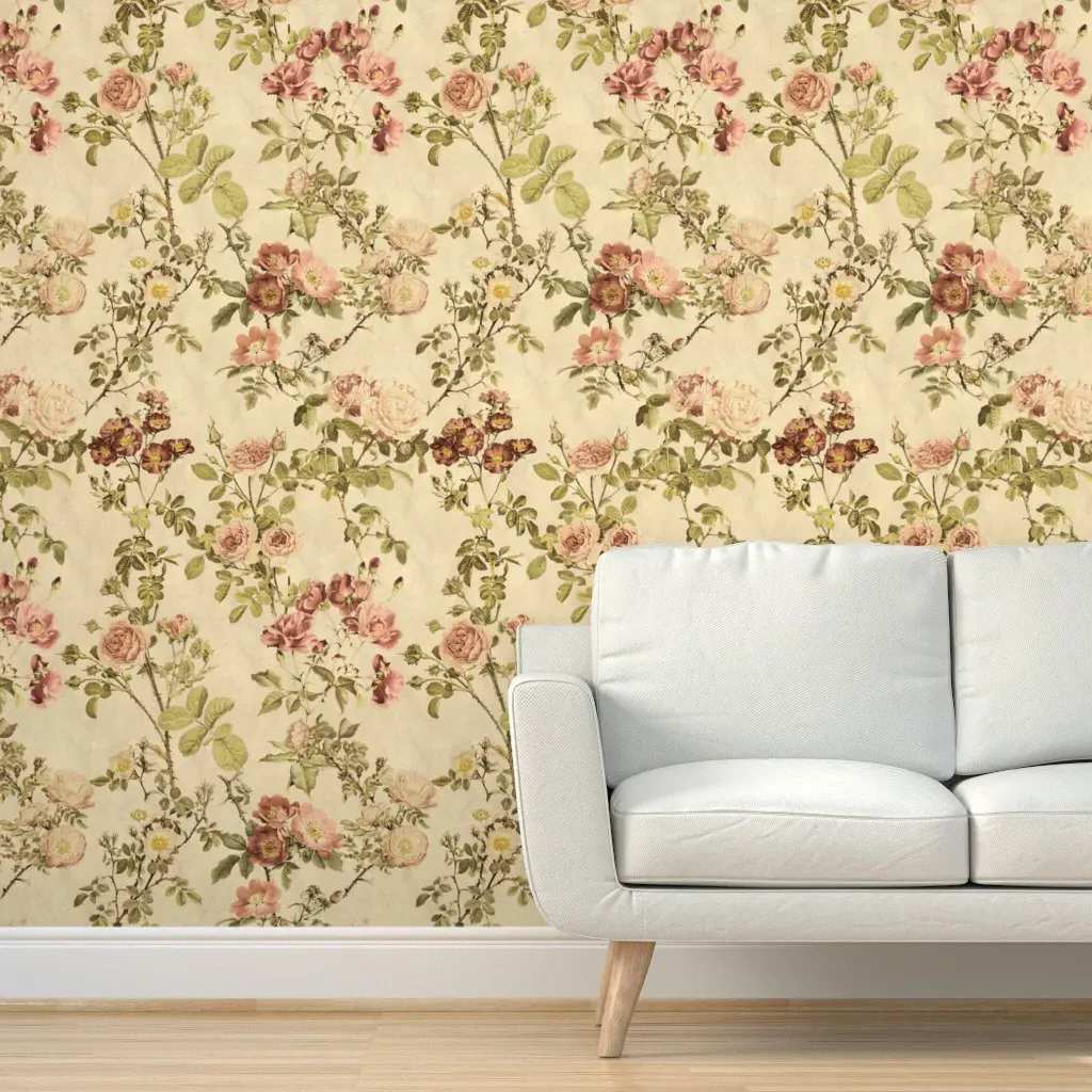 Watercolor English Rose Peel and Stick Wallpaper - Dusty Rose product