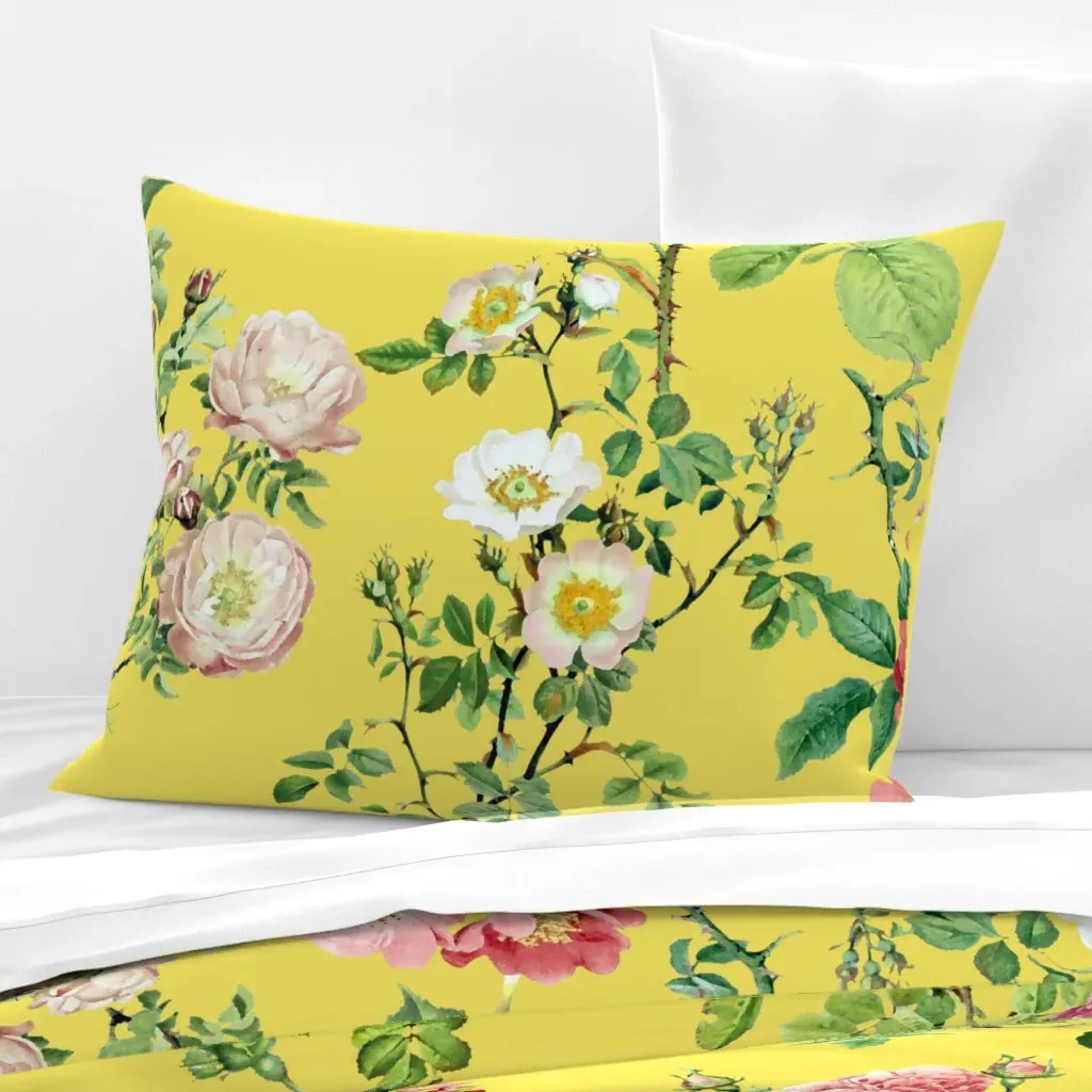 Watercolor English Rose Victoria's Garden Standard Cushion Cover - Pink, Cotton Sateen product