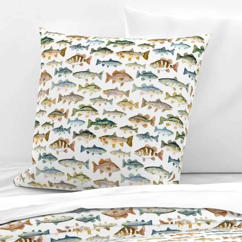 Watercolor Fish Creek Large Euro Pillow Sham - Blue product