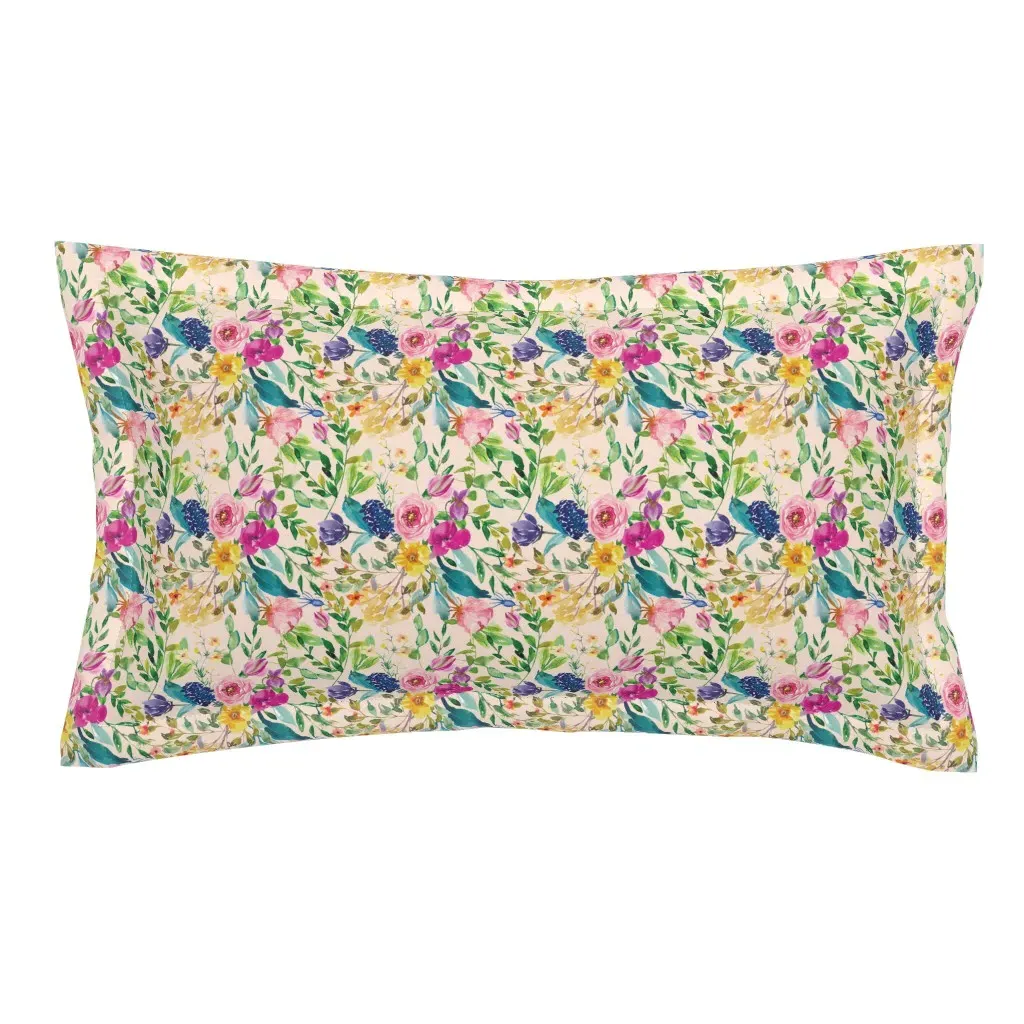 Watercolor Floral Garden King Pillow Sham - Blush Pink product