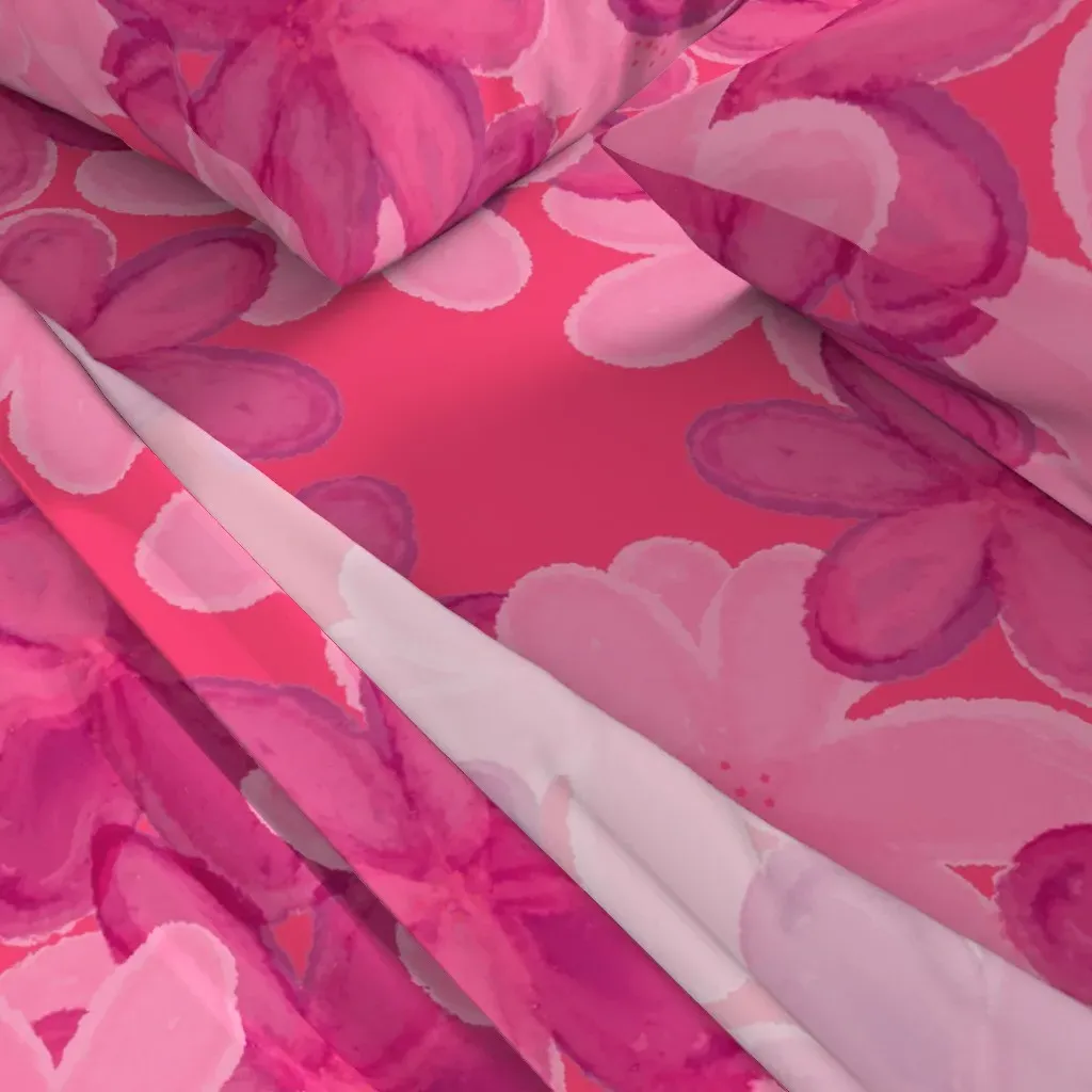 Watercolor Floral Pansy Cal King Sheet Set - Pink alternate view