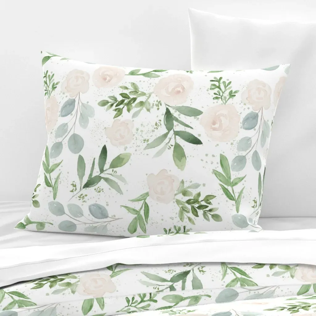 Watercolor Floral Standard Knife Edge Pillow - Blush Pink, Cotton Sateen product