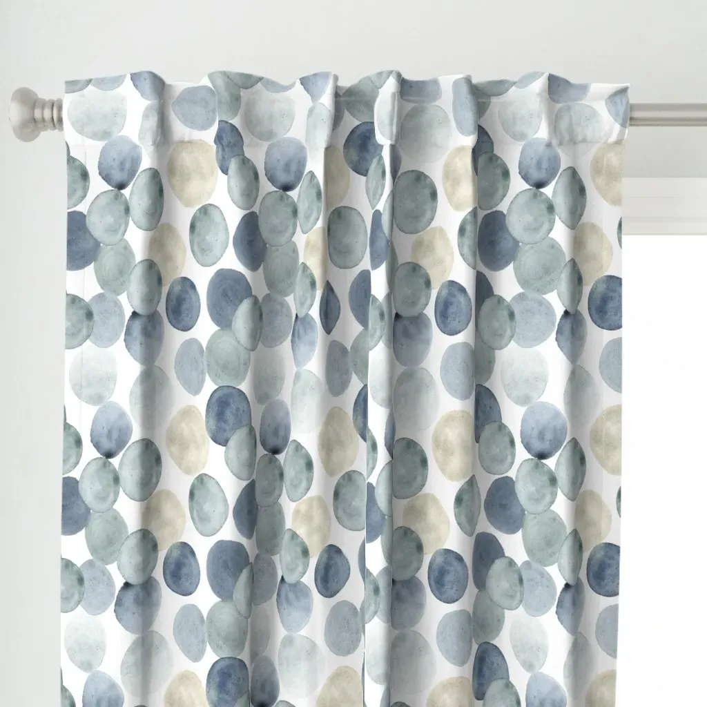 Watercolor Flowy Dots Curtain Panel - Dusty Blue alternate view