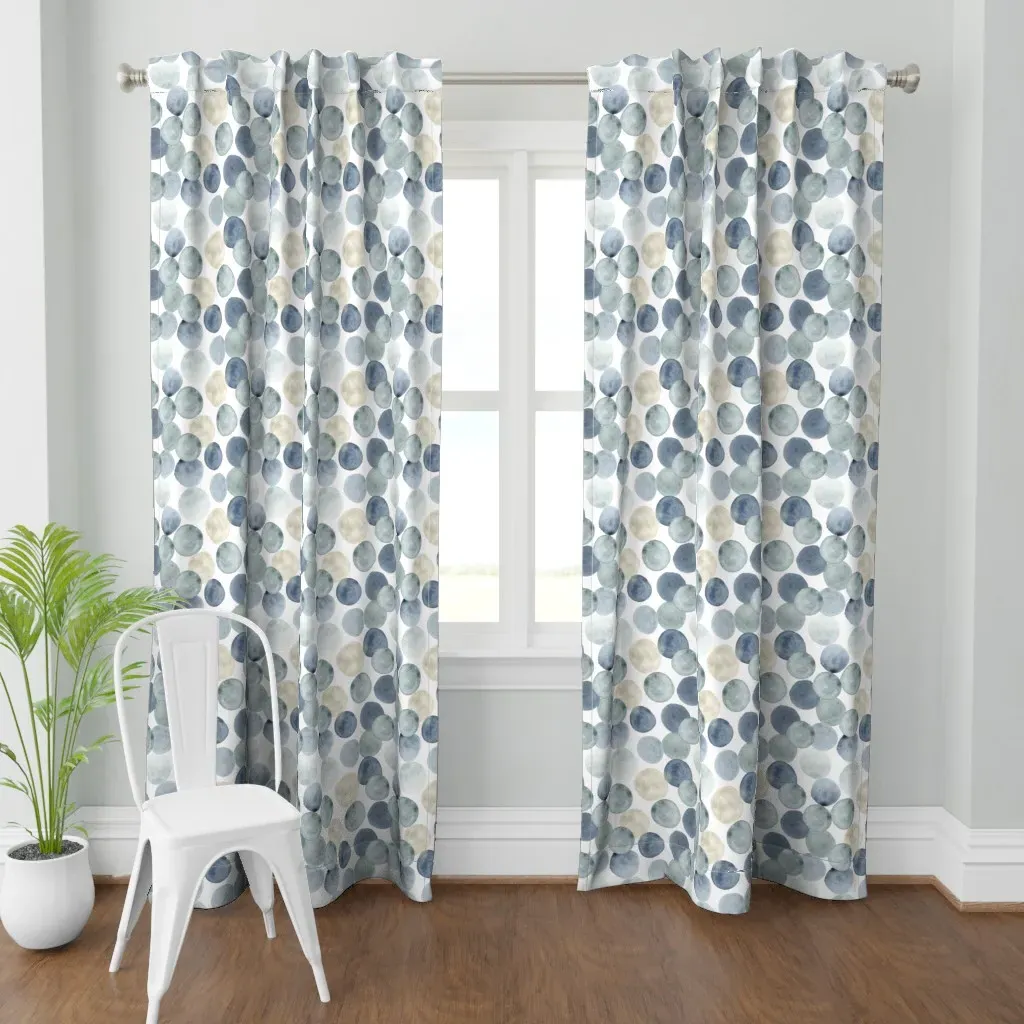 Watercolor Flowy Dots Curtain Panel - Dusty Blue product