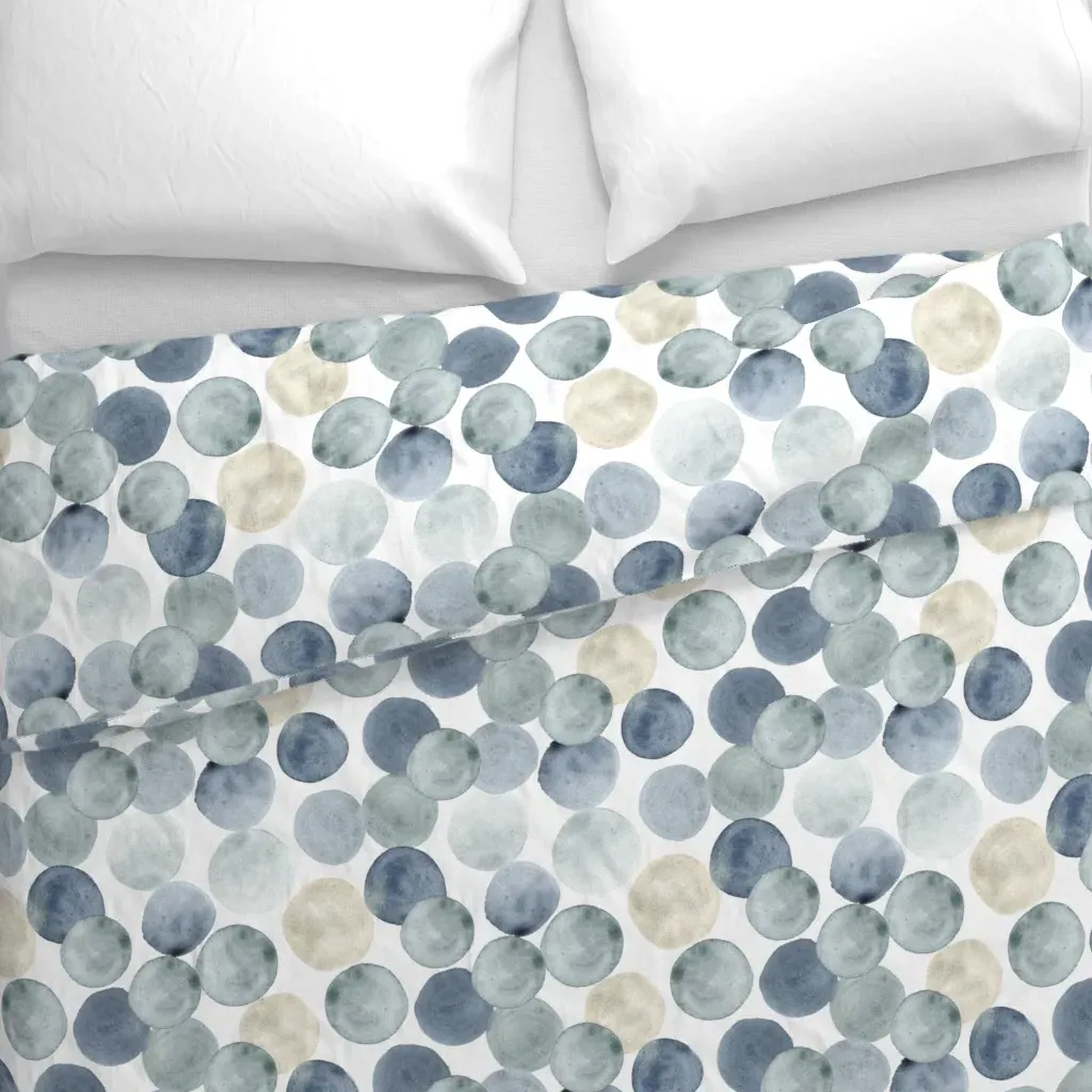 Watercolor Flowy Dots Duvet Cover - Dusty Blue alternate view