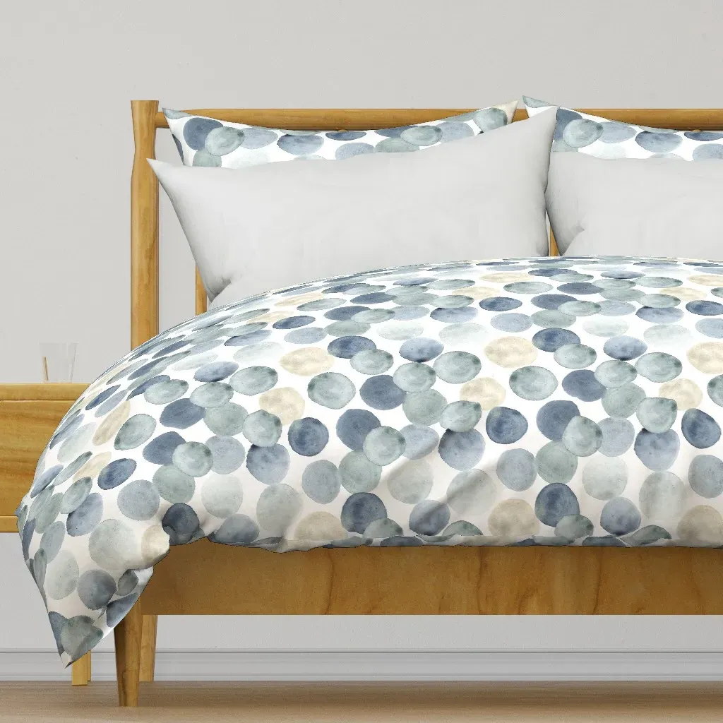 Watercolor Flowy Dots Duvet Cover - Dusty Blue product
