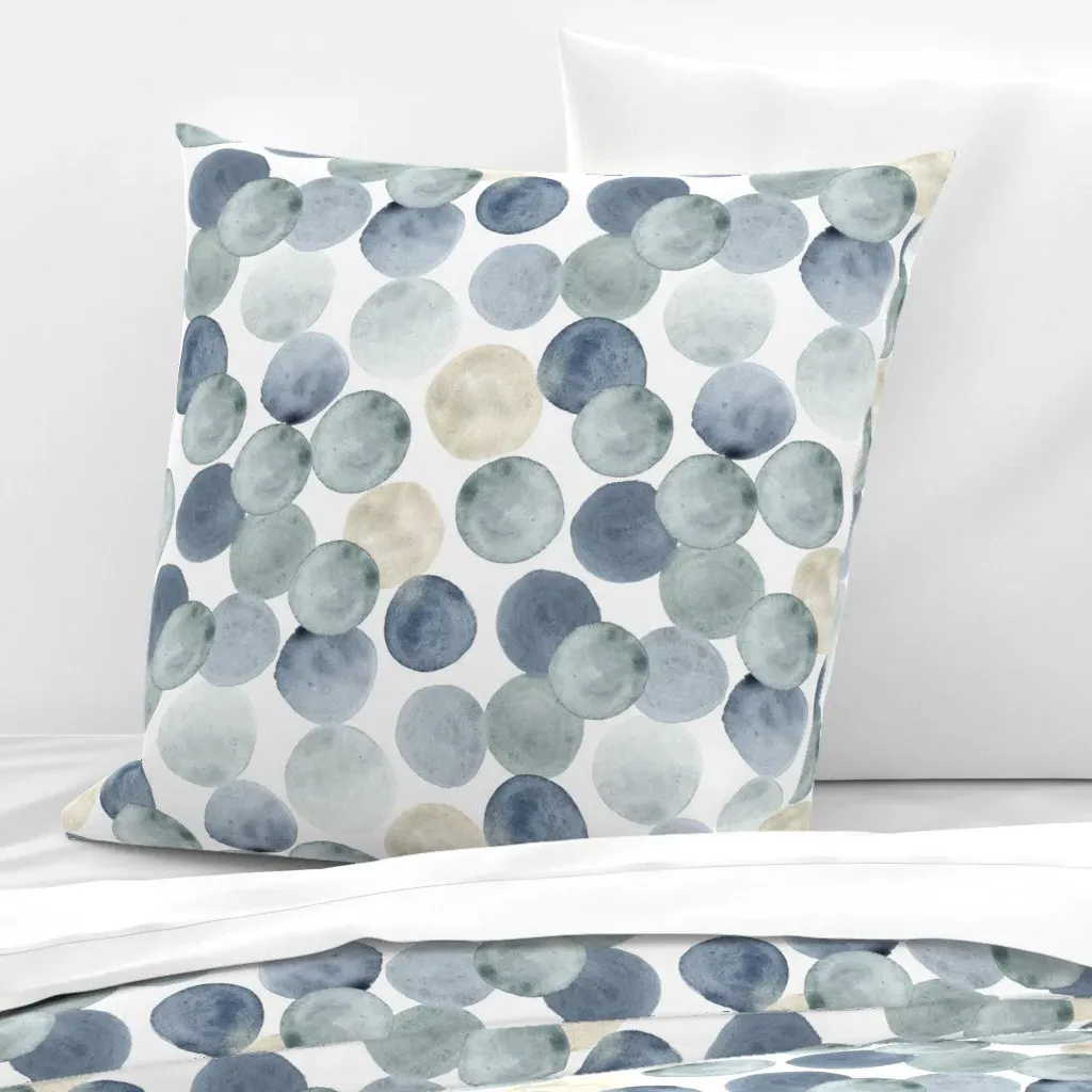 Watercolor Flowy Dots Euro Pillow Sham - Dusty Blue product