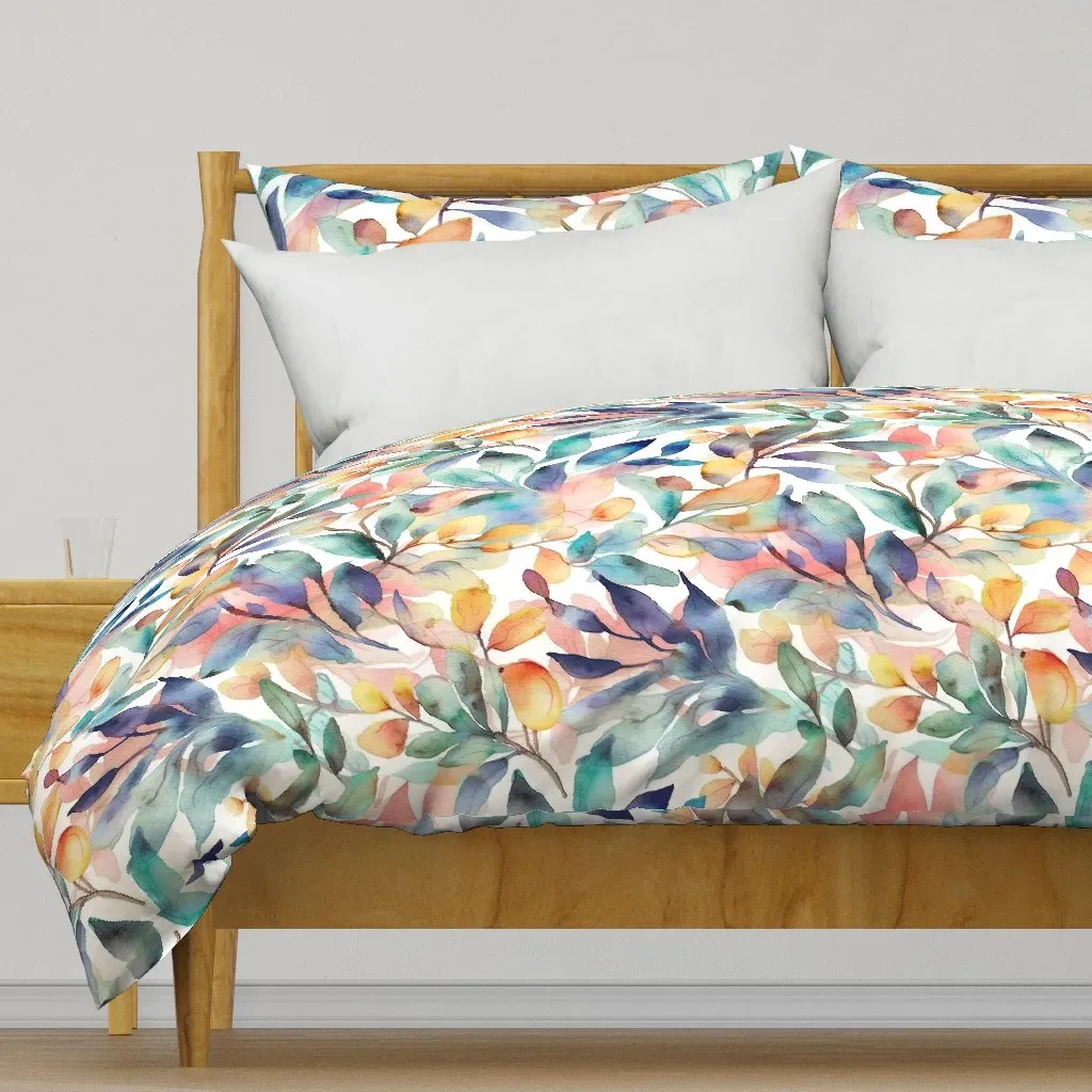 Watercolor Foliage Duvet Cover - Teal product