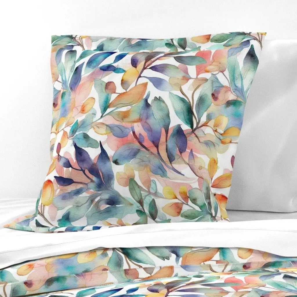 Watercolor Foliage Euro Pillow Sham - Teal product