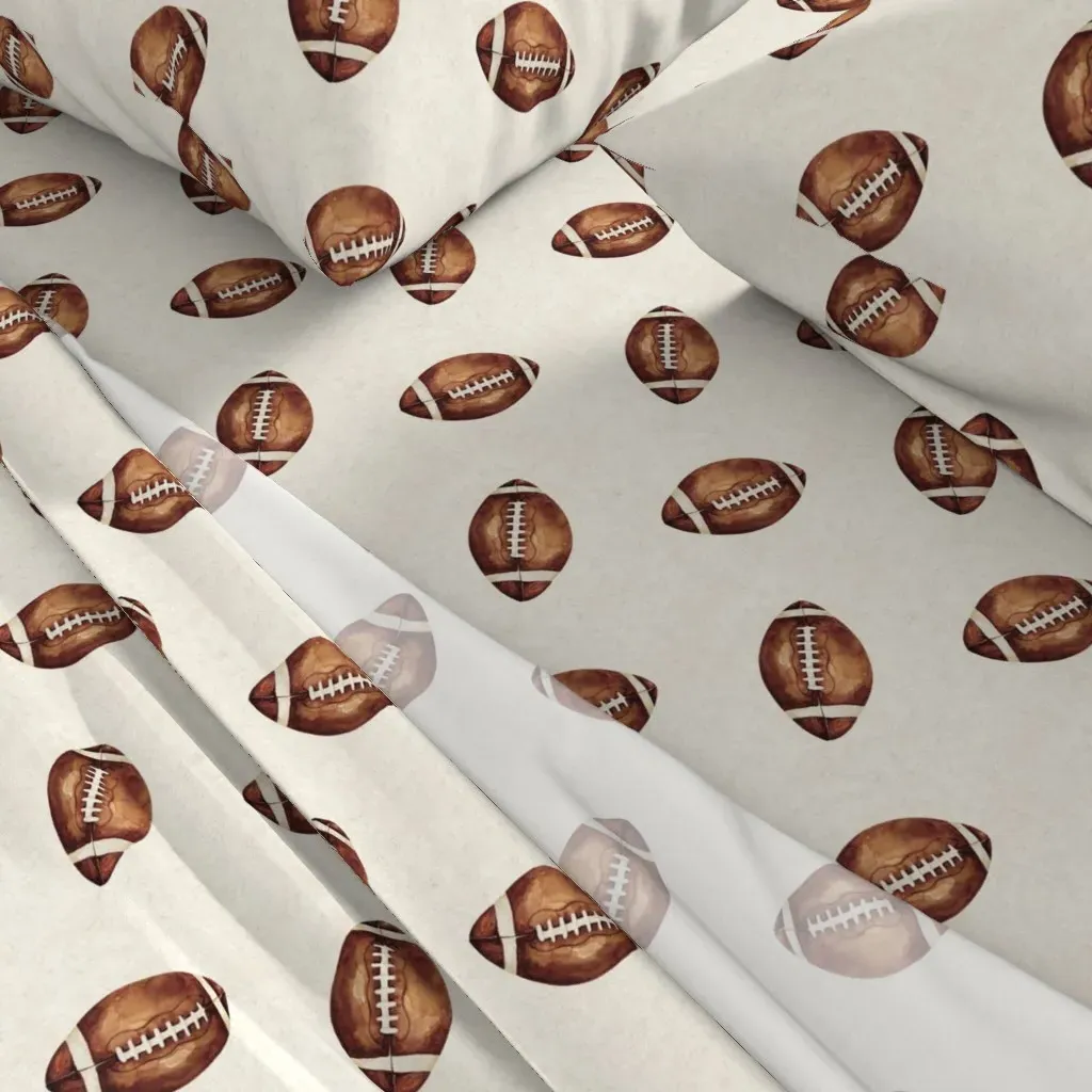 Watercolor Football Textured Twin Sheet Set - Brown, Cotton alternate view