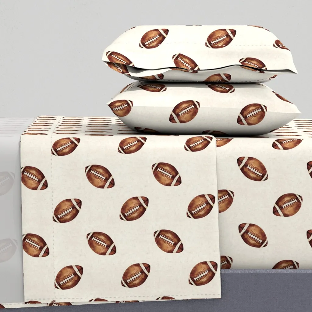 Watercolor Football Textured Twin Sheet Set - Brown, Cotton product