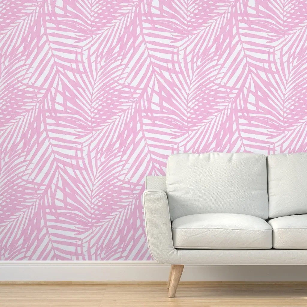 Watercolor Fronds Peel and Stick Wallpaper - Pink product