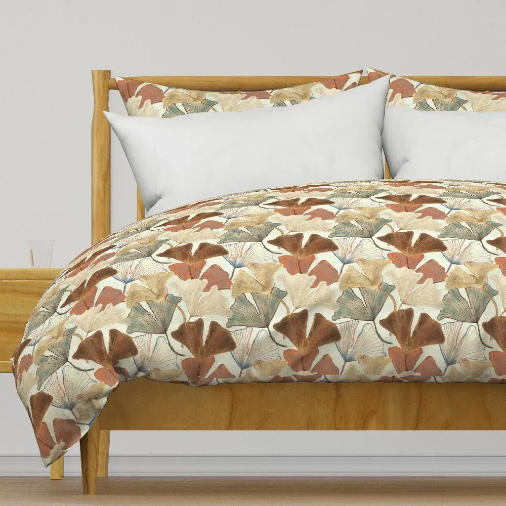 Watercolor Ginkgo Low Duvet Cover - Beige product