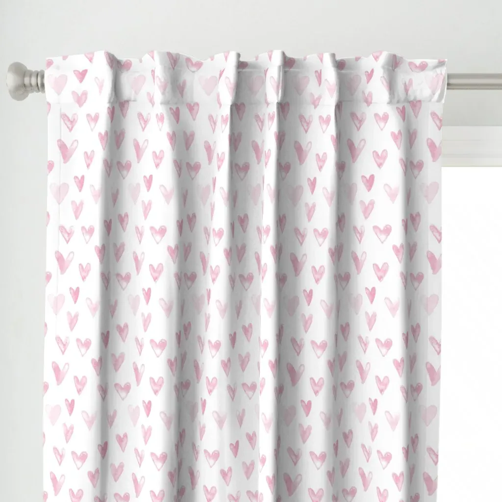 Watercolor Hearts Curtain Panel - Pink alternate view