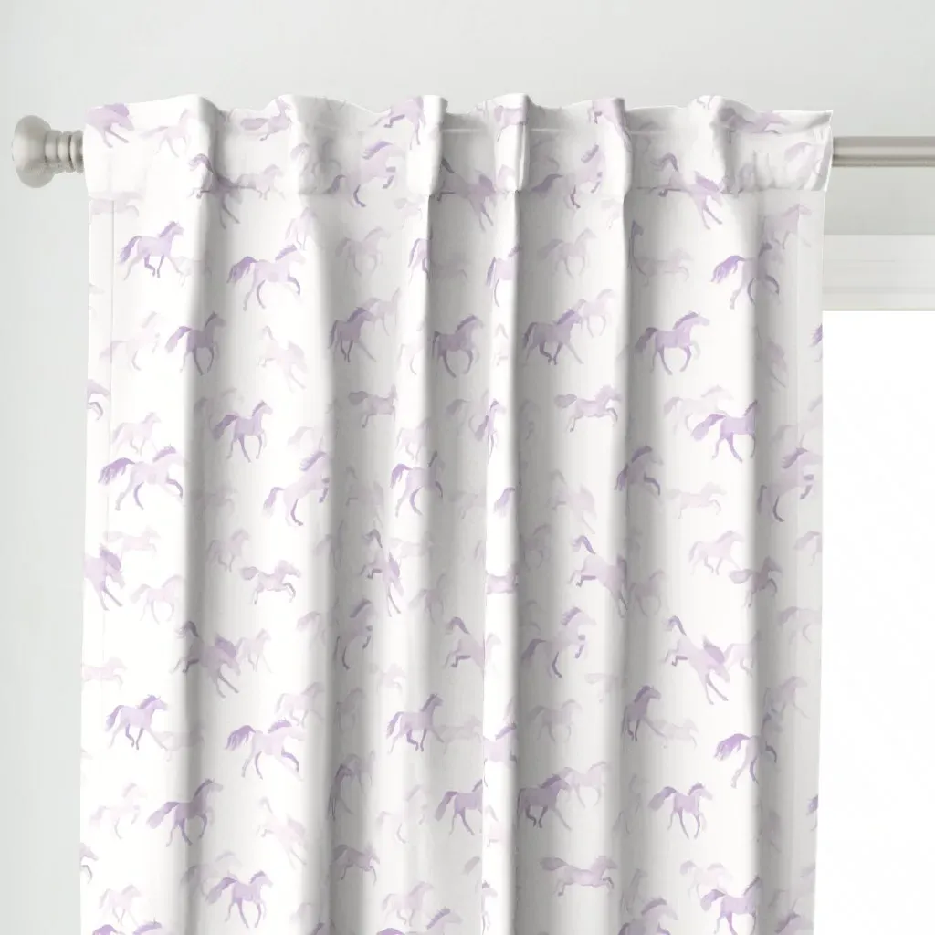 Watercolor Horses Curtain Panel - Lavender alternate view