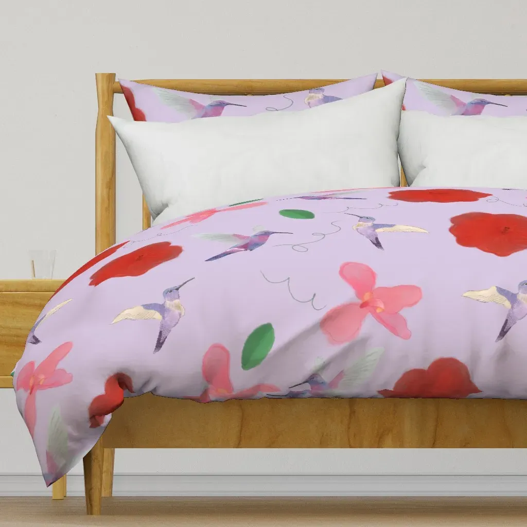 Watercolor Hummingbirds Duvet Cover - Red product