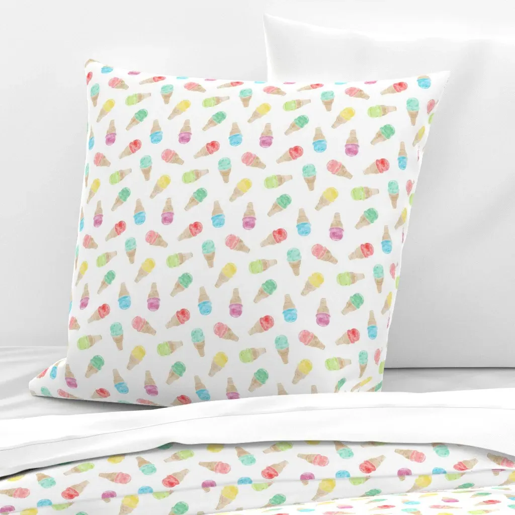 Watercolor Ice-Cream Cones Euro Pillow Sham - Light Beige product