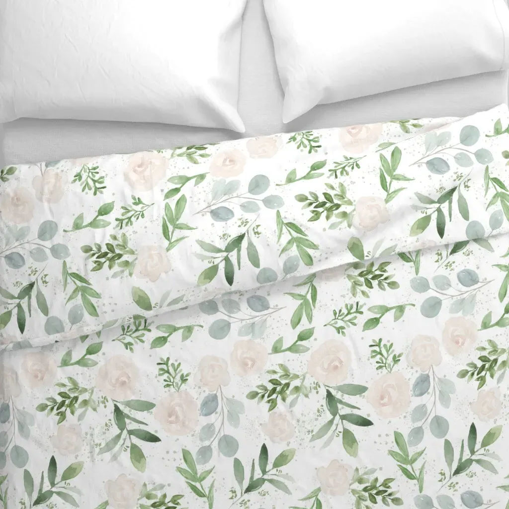 Watercolor Larger Flower Duvet Cover - Blush Pink alternate view