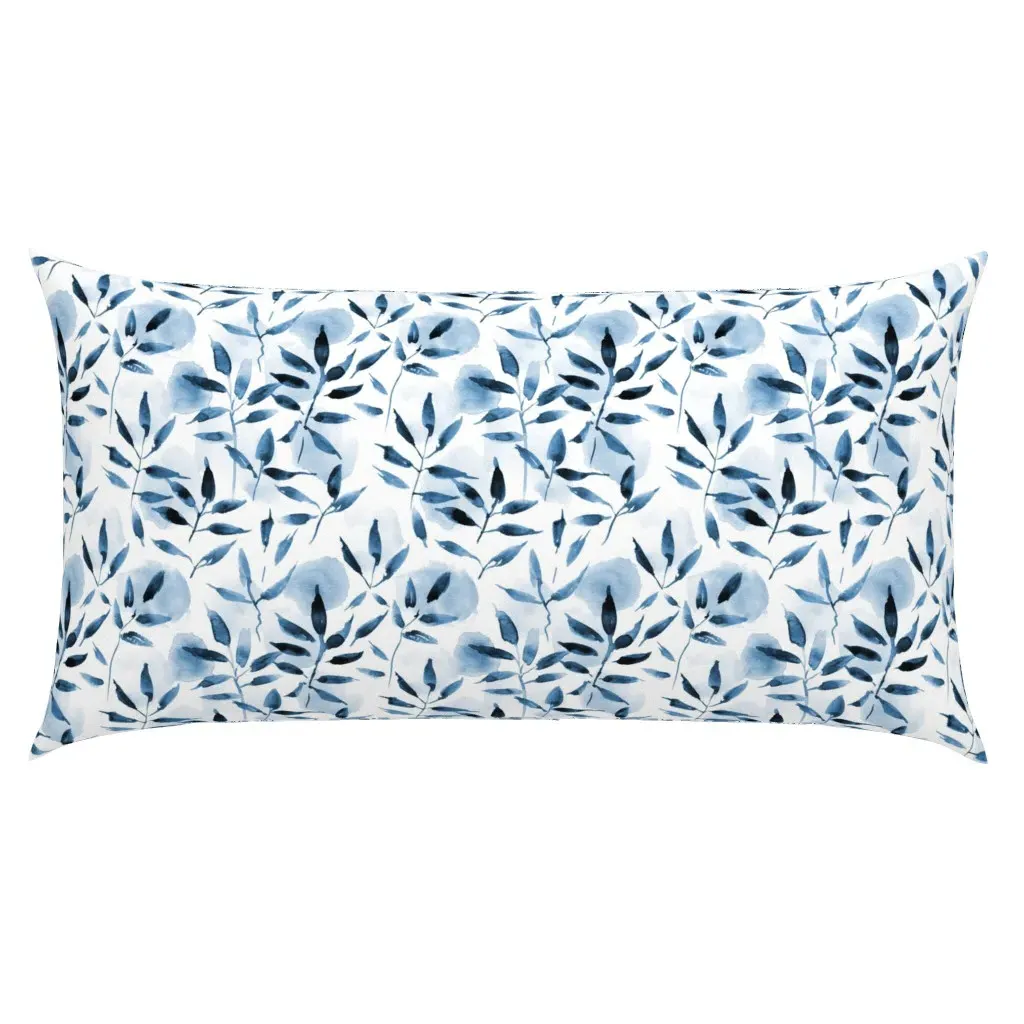 Watercolor Leaves And Spots King Pillow Sham - Indigo product