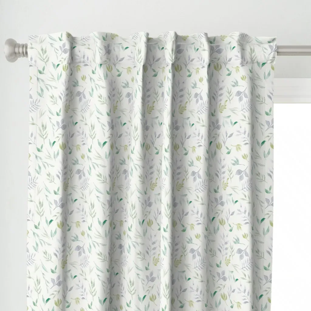 Watercolor Leaves Curtain Panel - Light Green alternate view