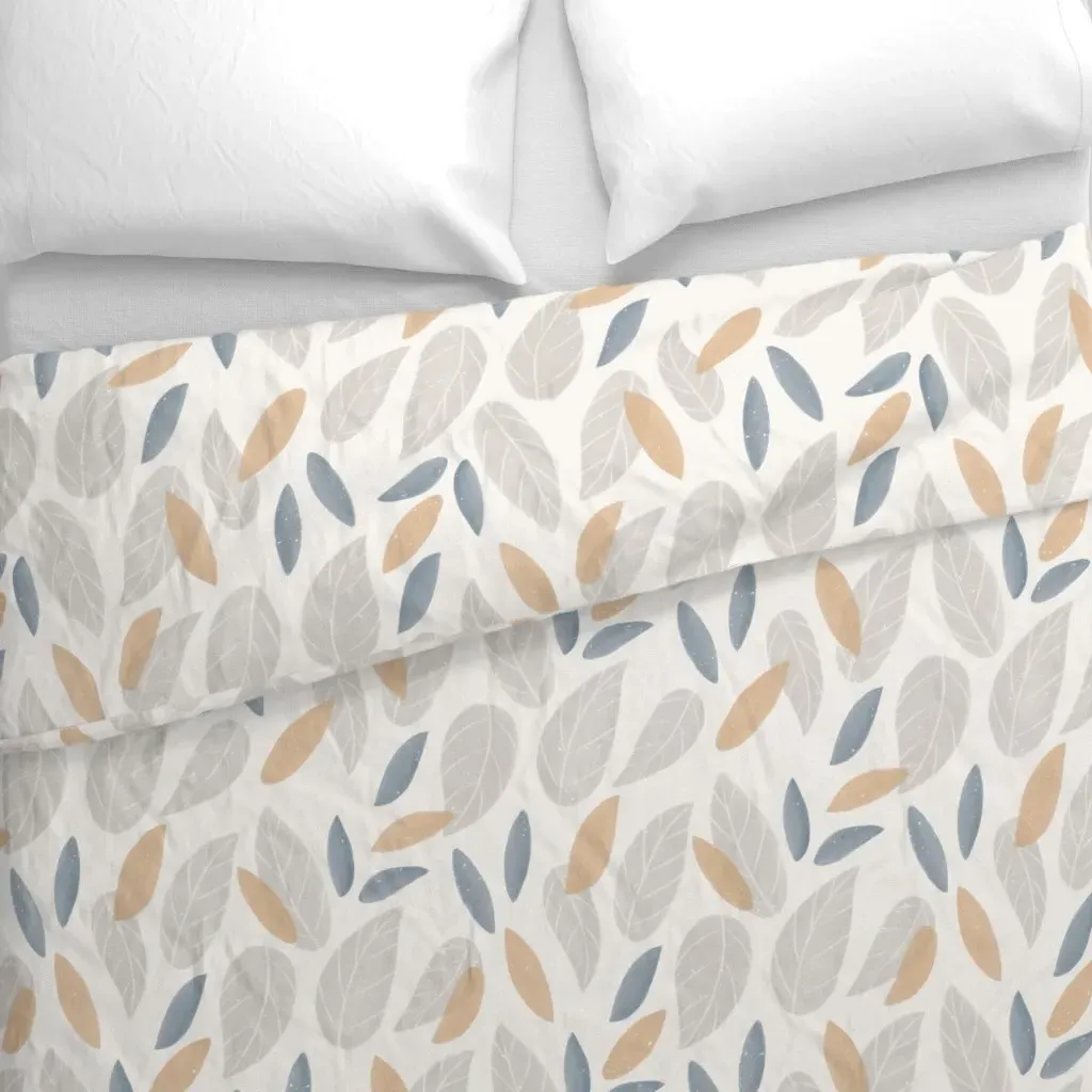 Watercolor Leaves Large Scale Duvet Cover - Light Gray alternate view