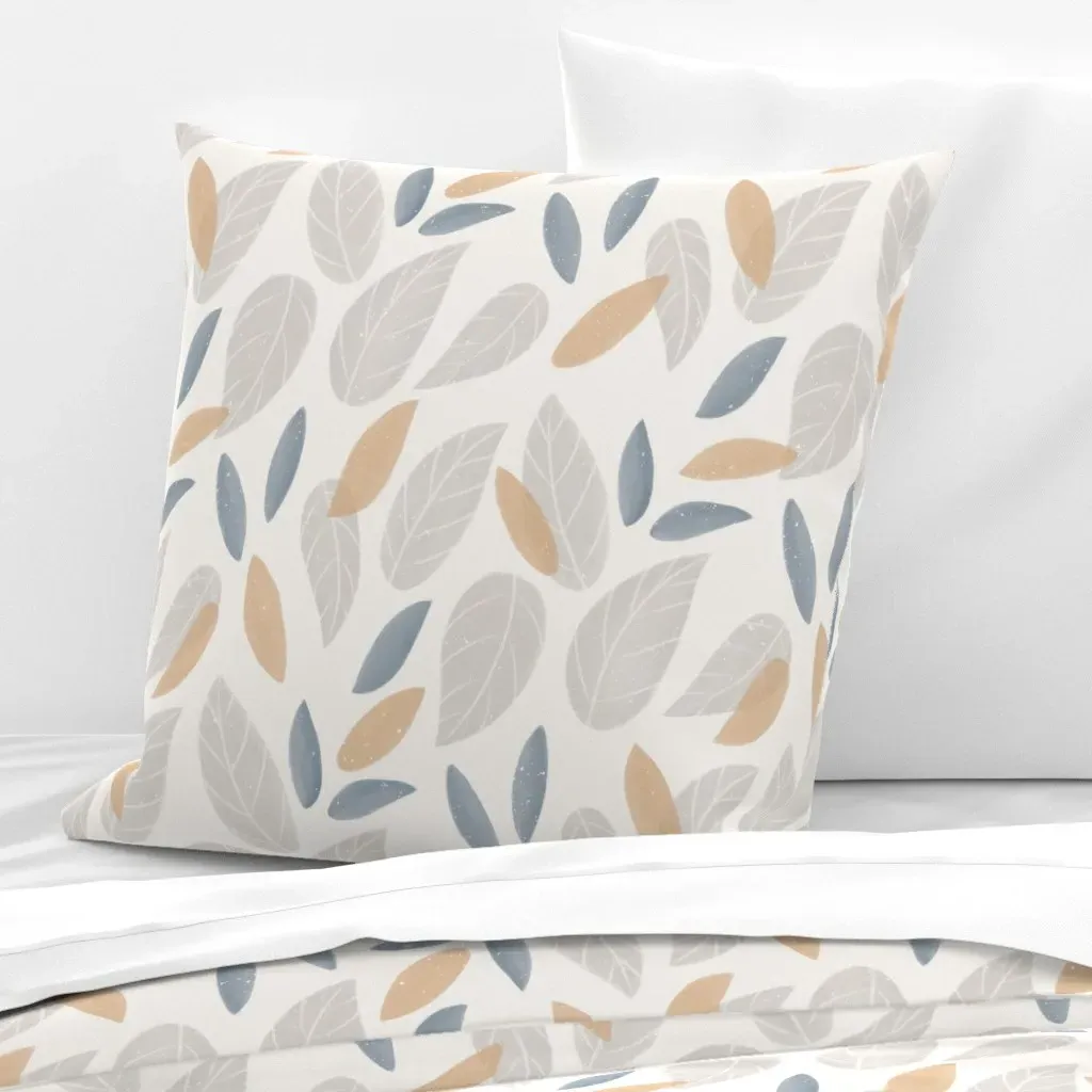 Watercolor Leaves Large Scale Euro Pillow Sham - Light Gray product