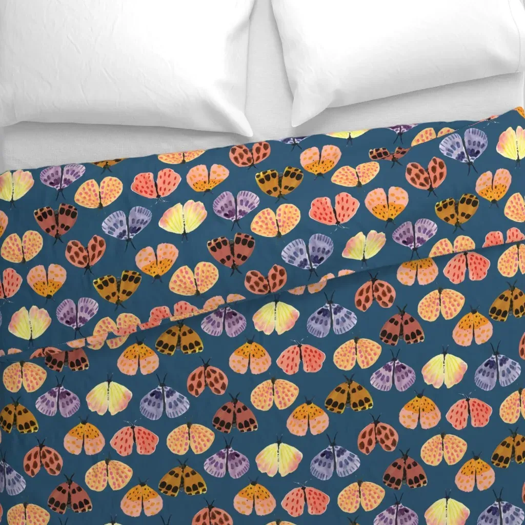 Watercolor Moth Collection Duvet Cover - Yellow alternate view