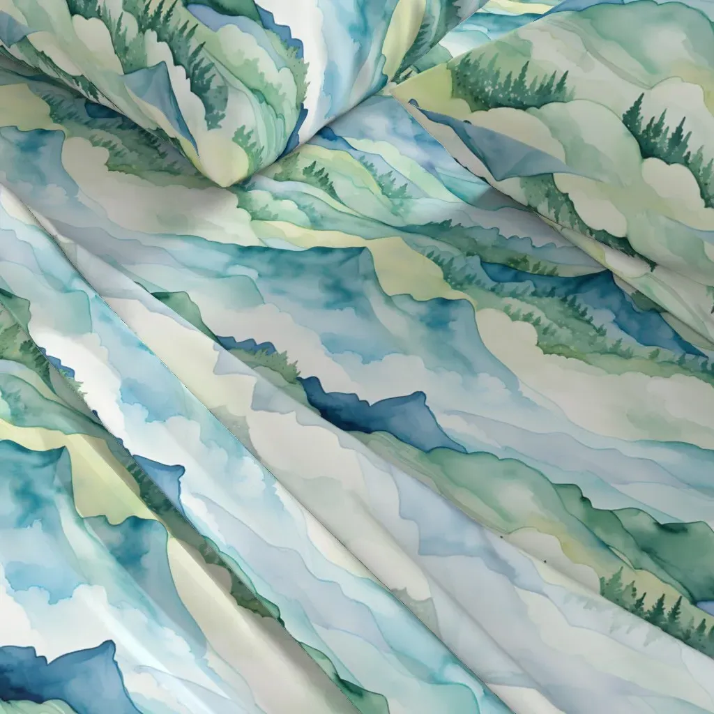 Watercolor Mountain Landscape King Size Sheet Set - Teal alternate view