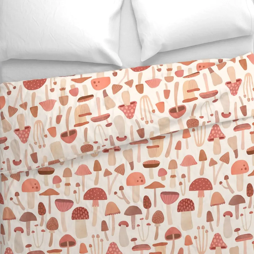 Watercolor Mushroom Medley Duvet Cover - Dusty Rose alternate view