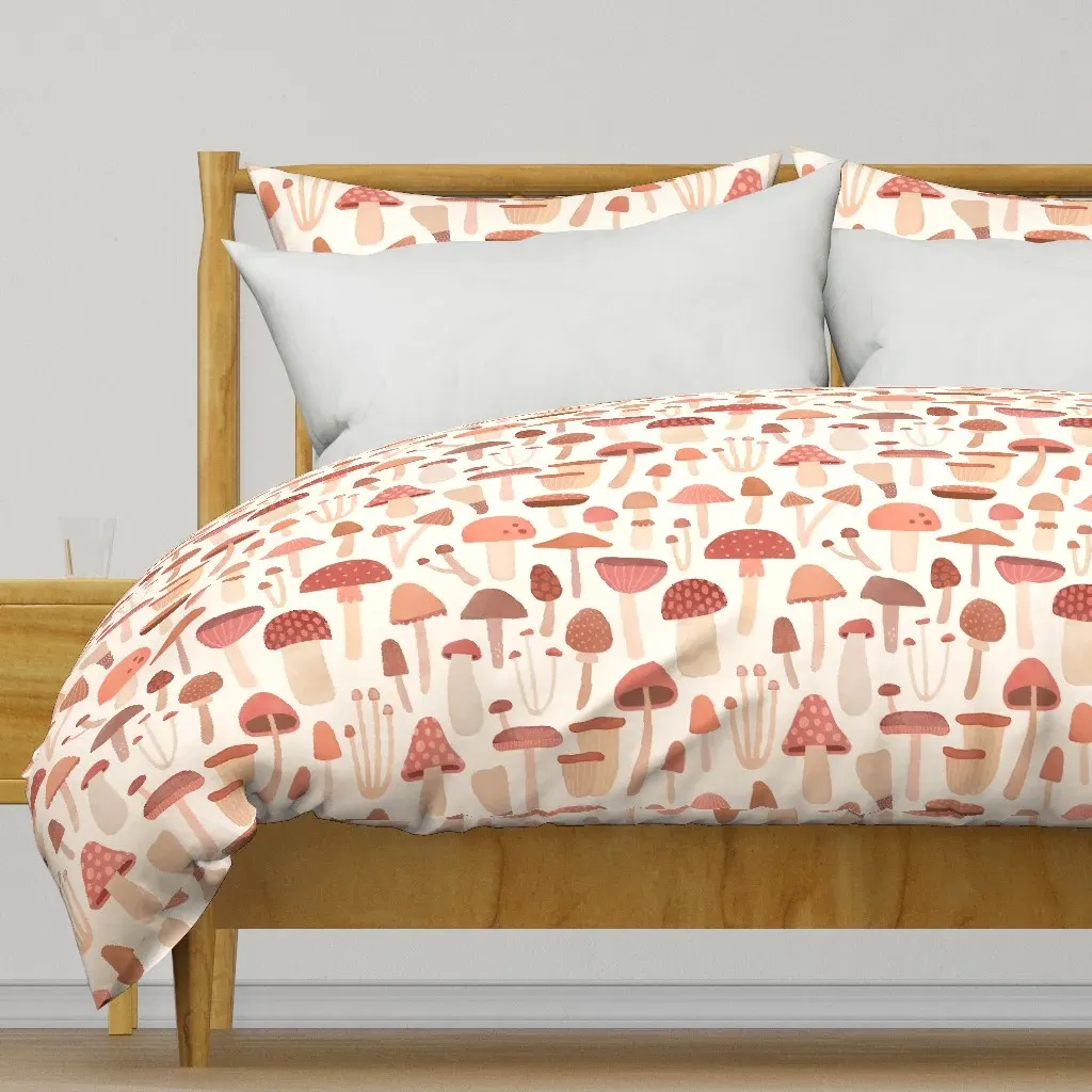 Watercolor Mushroom Medley Duvet Cover - Dusty Rose product
