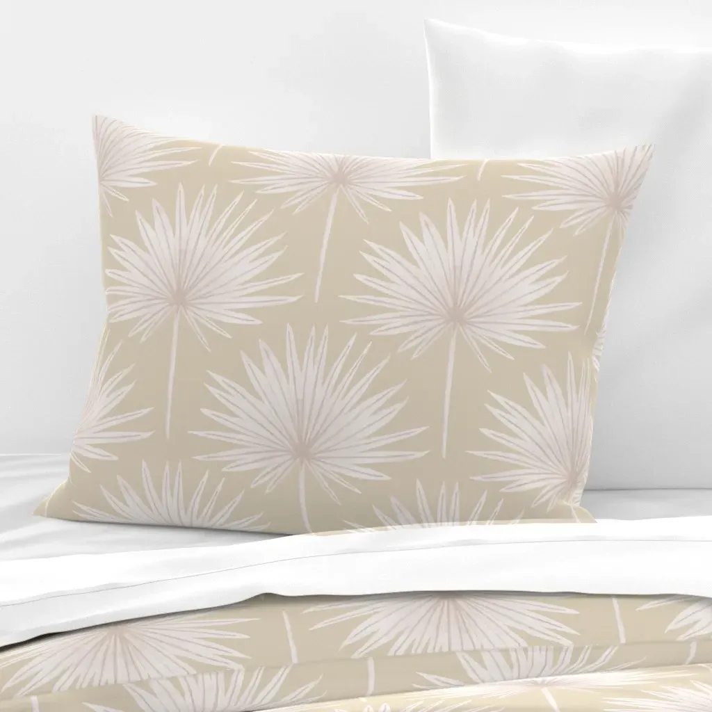 Watercolor Palm Leaves Standard Knife Edge Cushion - Off-White, Cotton Sateen product