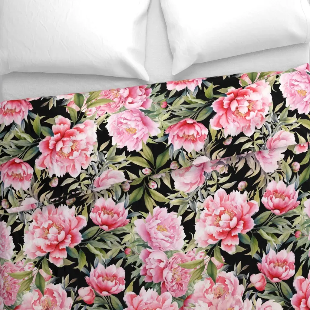 Watercolor Peonies 3522 Duvet Cover - Pink alternate view
