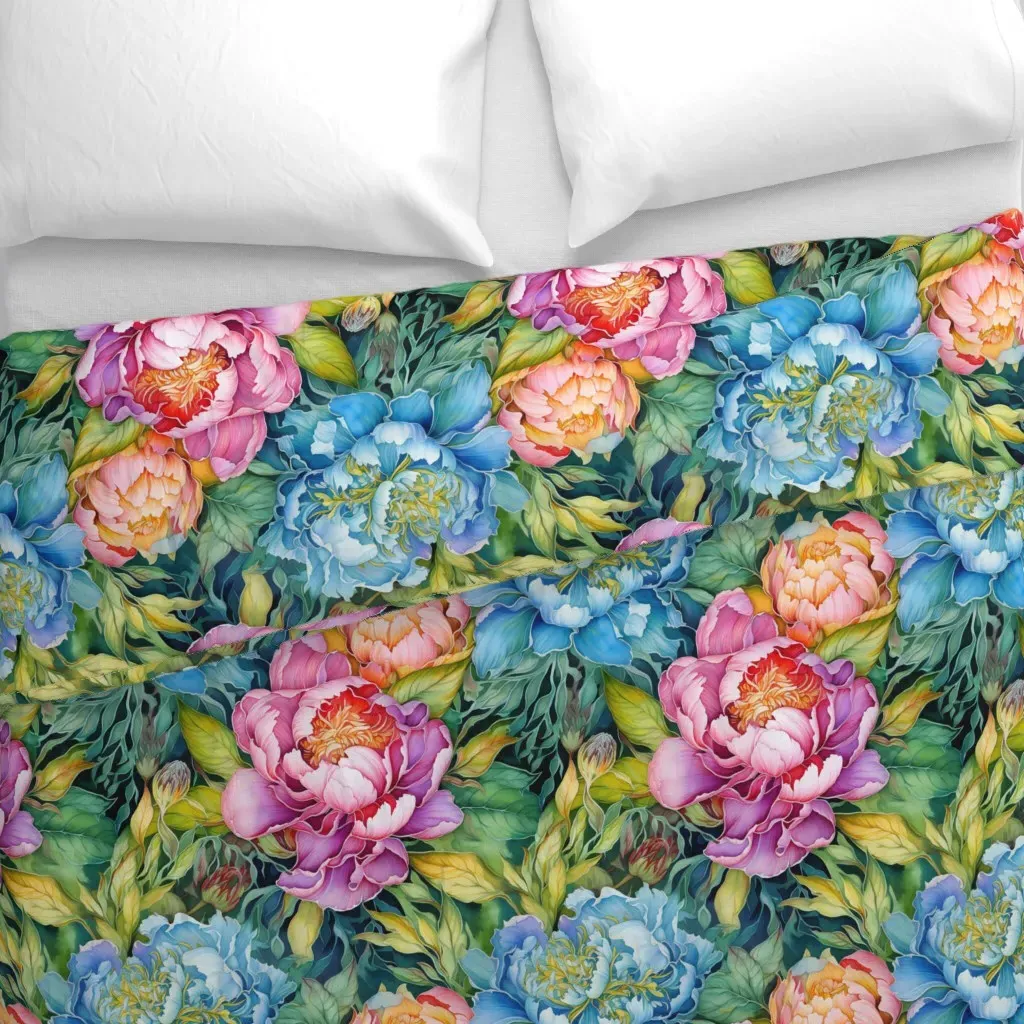 Watercolor Peonies Duvet Cover - Pink alternate view