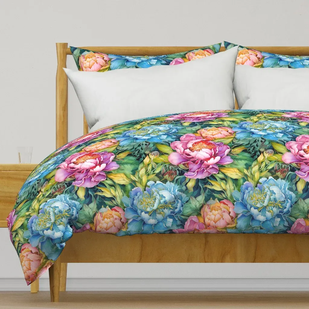 Watercolor Peonies Duvet Cover - Pink product