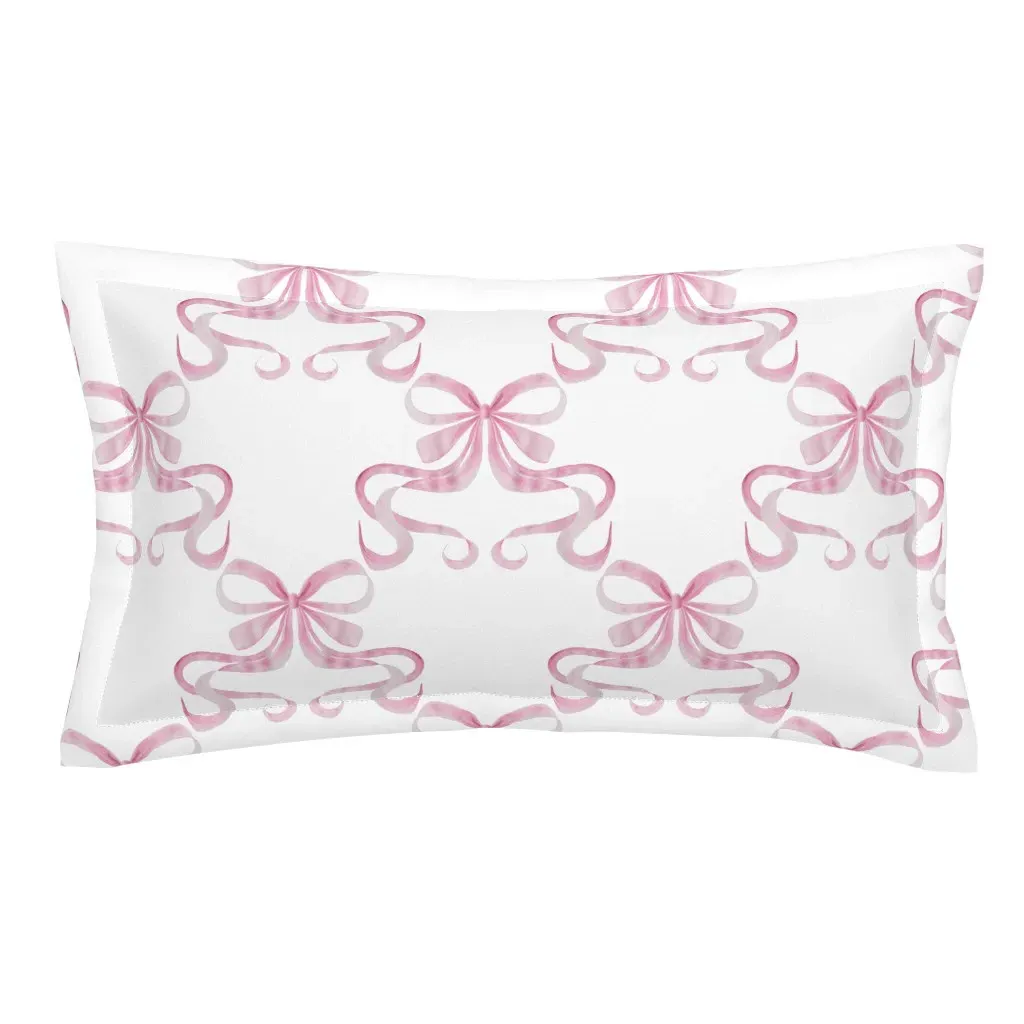 Watercolor Pink Ribbon Bows King Pillow Sham - Pink, Cream product
