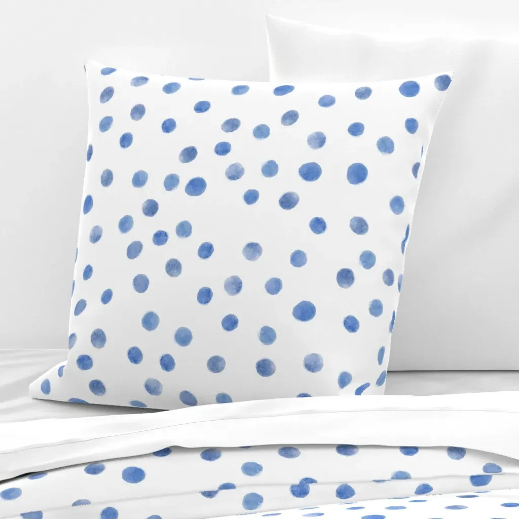 Watercolor Polka Dots Euro Pillow Sham - Cobalt Blue product