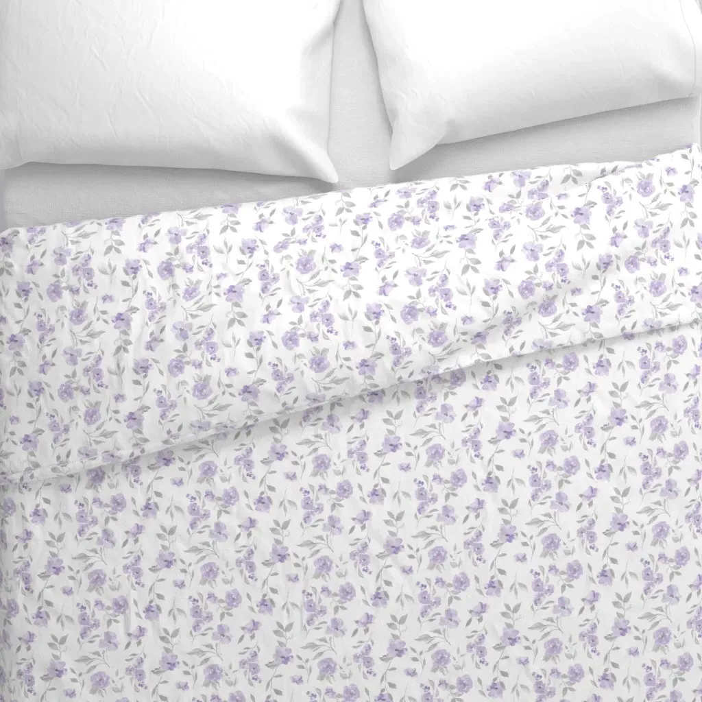 Watercolor Poppies Duvet Cover - Lavender alternate view
