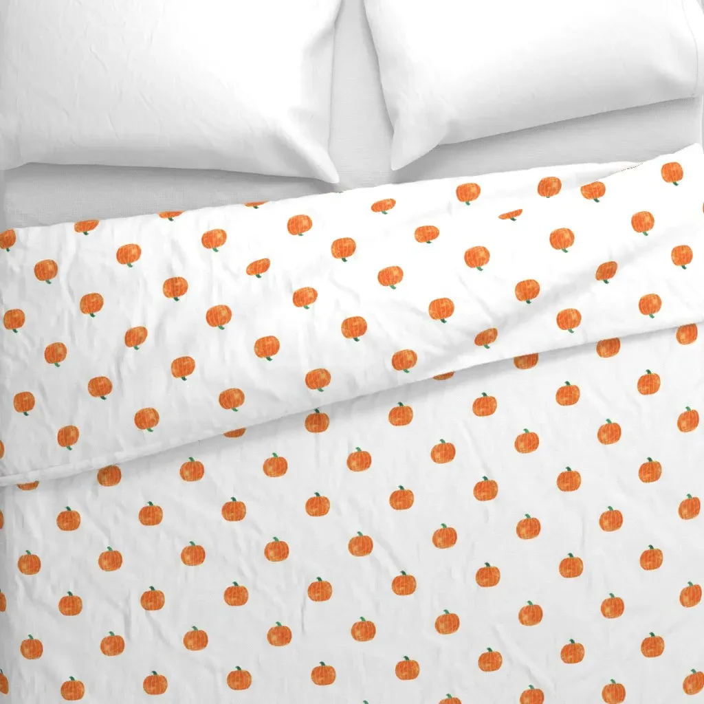 Watercolor Pumpkins Duvet Cover - Orange alternate view