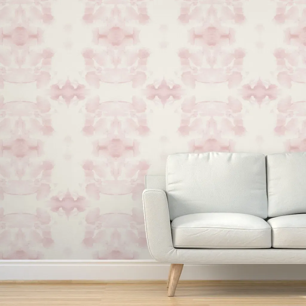 Watercolor Rorschach Peel and Stick Wallpaper - Blush Pink product