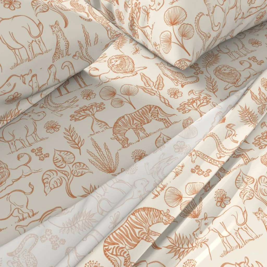 Watercolor Safari Adventure Twin Sheet Set - Burnt Orange alternate view