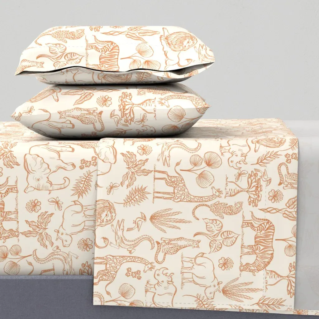Watercolor Safari Adventure Twin Sheet Set - Burnt Orange product