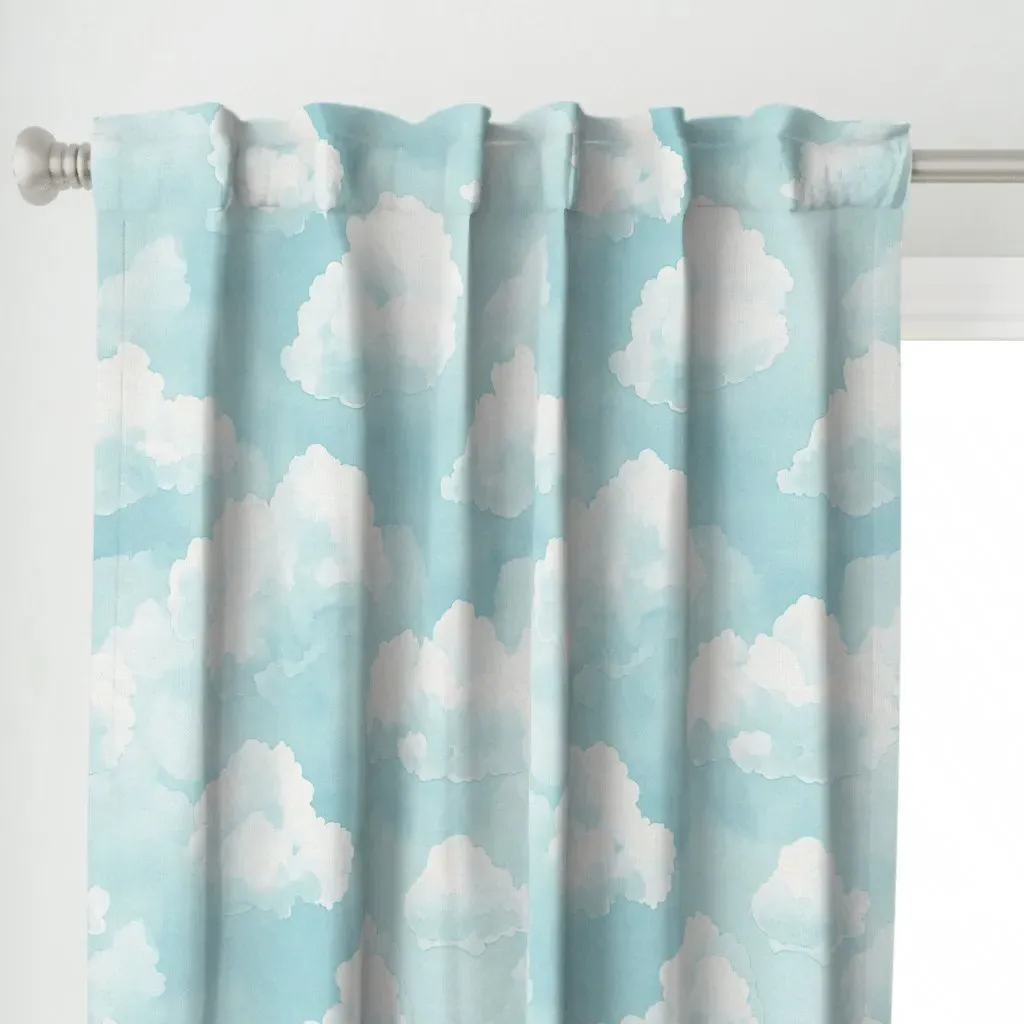 Watercolor Sea Foam Cloud Curtain Panel alternate view