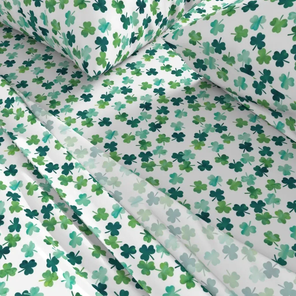 Watercolor Shamrocks Queen Sheet Set - Teal alternate view